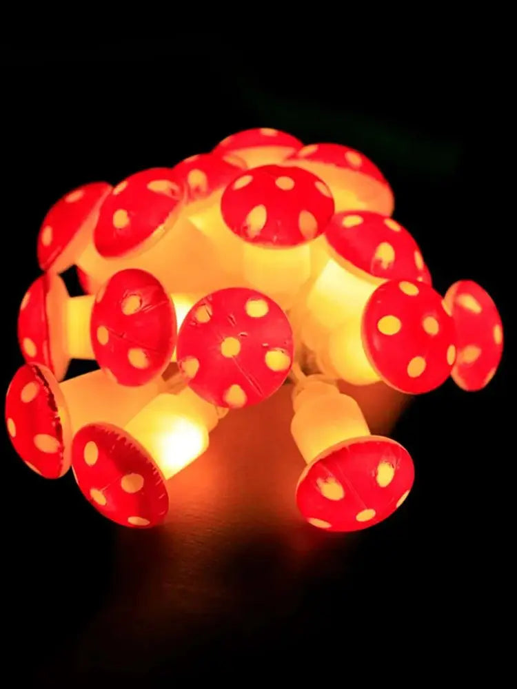 2024 Holiday Red Mushroom Led String Lights Indoor Novelty Room Decoration Battery Navidad Lights Party USB Warm Light 412 Vue warm white Battery 1.5m 10 led