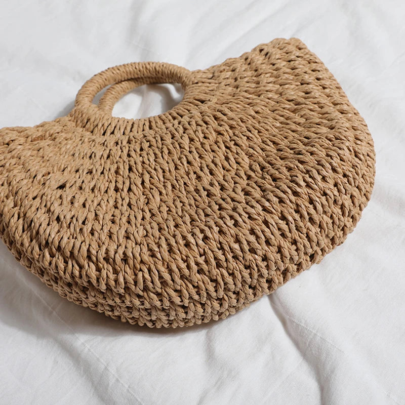 Summer Handmade Bags Women Beach Weaving Ladies Straw Bag Wrapped