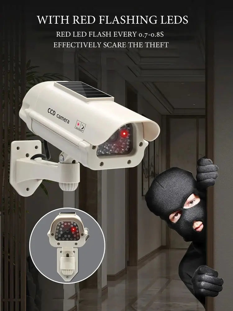 Simulation Solar Powered Waterproof Fake Camera Red Flashing Led CCD Security Camera Home Office Surveillance System Scare Theft Vue