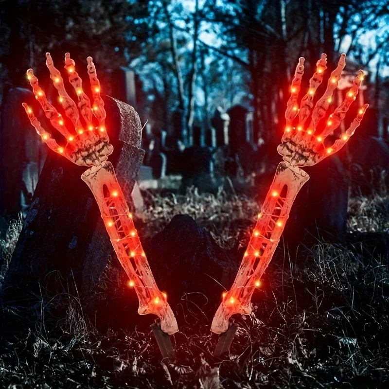 Halloween Outdoor Skeleton Arm Ground LED Lights, Solar Pathway Stake Lights for Yard Lawn Graveyard Haunted Holiday Decor Vue