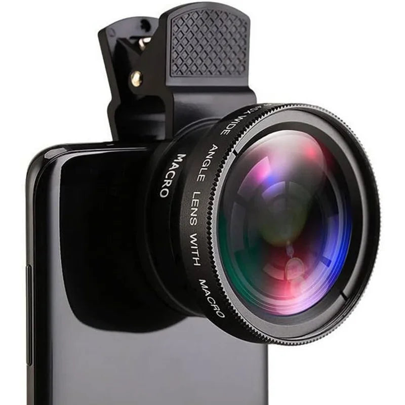 2 IN 1 Lens Universal Clip 37mm Mobile Phone Lens Professional 0.45X 49uv Super Wide-Angle + Macro HD Lens For iPhone Android Vue