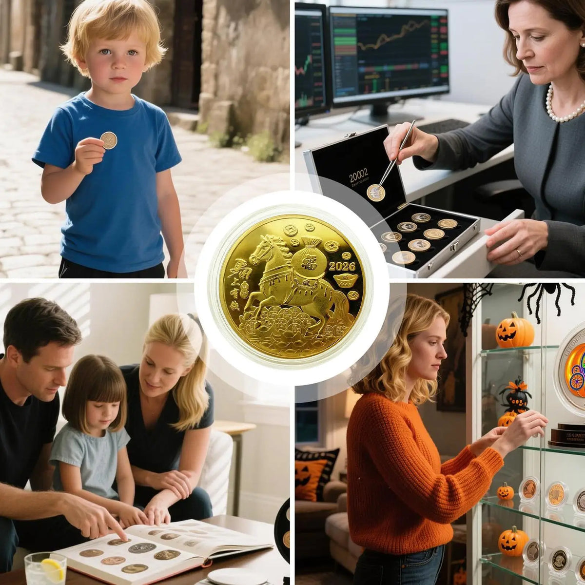 4cm Gold/Silver Commemorative Coin Blessing Lucky Horse Coin 2026 Year of the Horse Souvenir Art Home Decor Metal Collector Vue