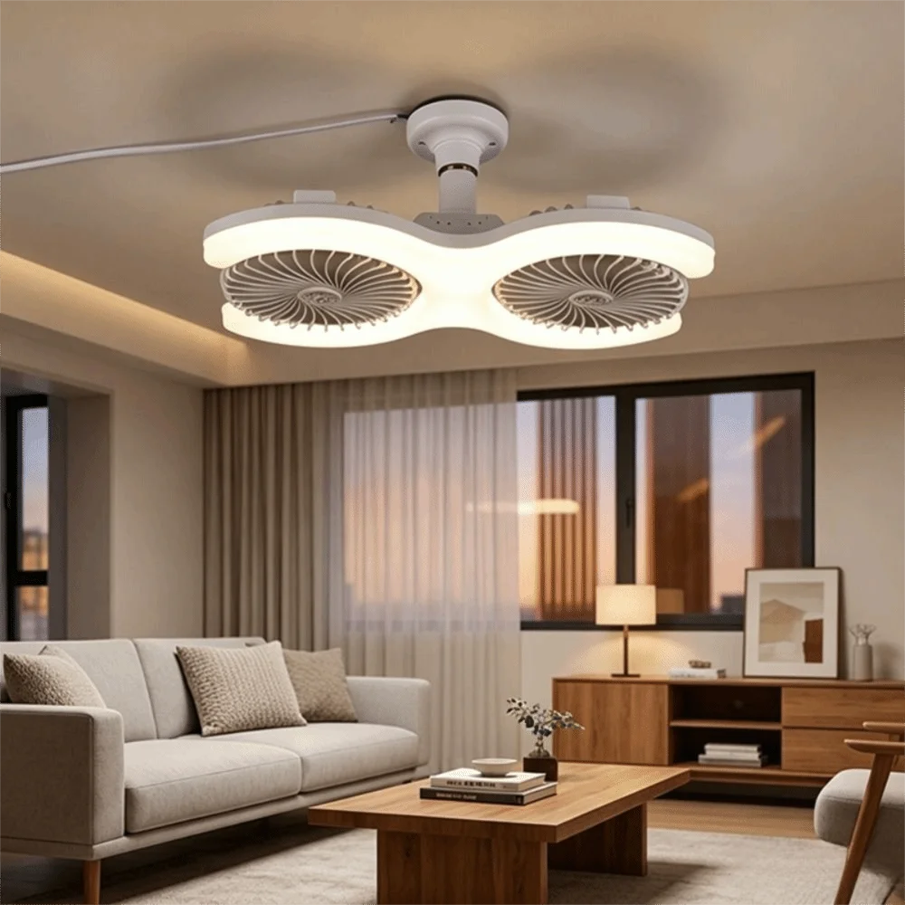 E27 Socket Fan Light Quiet Soft Illumination Electric Fan Light Even Illumination Low Noise Ceiling Fan Light Room Vue