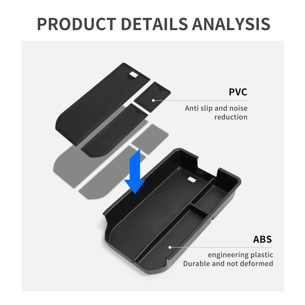 for Toyota Land Cruiser Prado 2024 J250 Center Console Armrest Storage Box Tray Organizer Accessories Tidying Black Vue