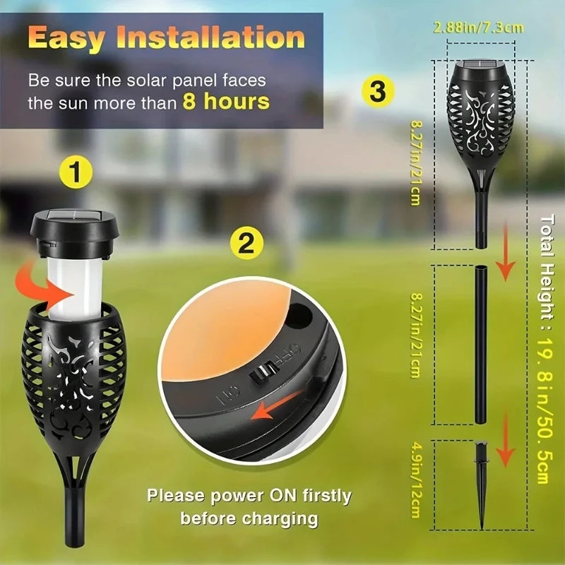 12LED Solar Flame Light Outdoor,Waterproof 12LEDs Torches Landscape Lamp for Outdoor Courtyard Garden Yard,Halloween Decorations Vue
