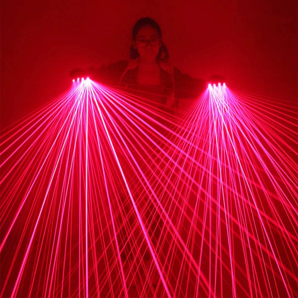 2 in 1 Multi-line Red Laser Gloves Green Red Lazer Mitten Ray Gloves Rave Rechargeable Professional Stage Performance Costume Vue