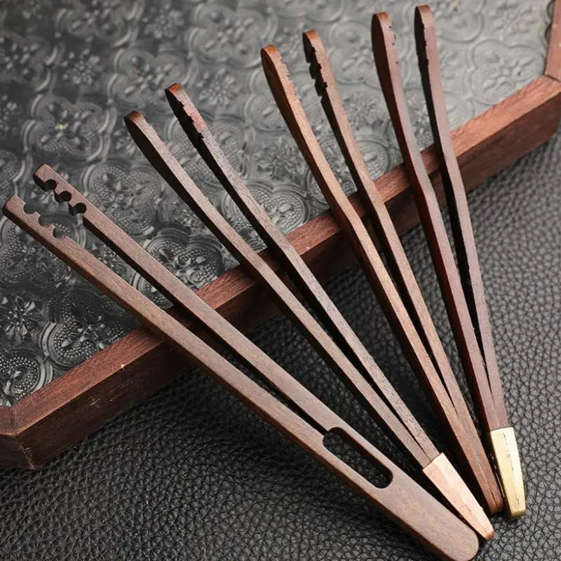 Teacup Clip Convenient Ebony Alloy Tea Tweezers Tweezer Bamboo Wooden Tea Clips Versatile Single Or Multiple Tea Clip Tongs Vue
