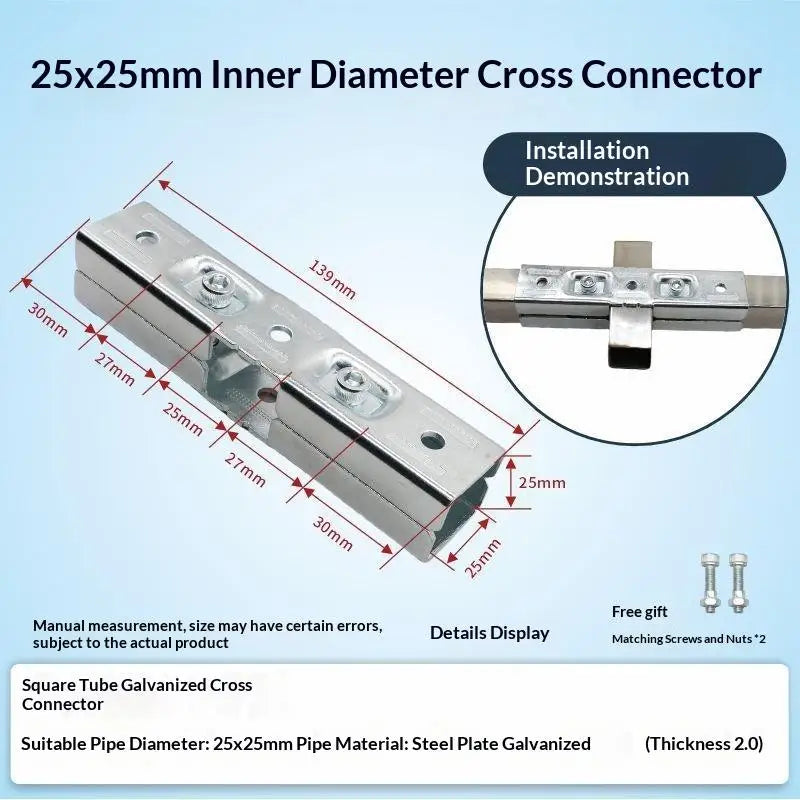 20x20/25x25mm Square Pipe Elbow Fixed Buckle Non Welding Joint Pipe Connector Fitting Bracket Vue A10