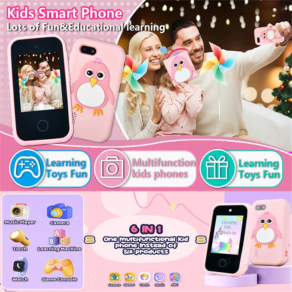 Children Smart Phone Camera Kids Toys Touchscreen Unicorn Mobile MP3 Player Digital Camera Educational Toys for Girl Boy Vue