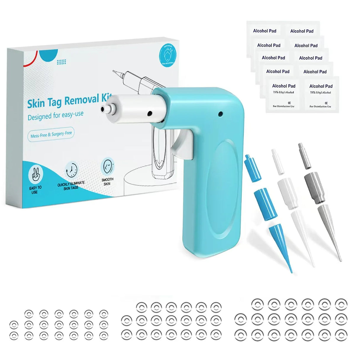 3 In 1 Auto Skin Tag Removal Kit Painless Mole Wart Remover Equipment Micro Skin Tag Treatment Tool Easy To Clean Skin Care Tool Vue Blue