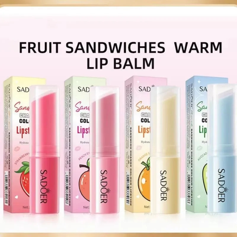 Color-Changing Hydrating Lip Balm, Moisturizing and Hydrating Lip Balm That Changes Color with Temperature, a Moisturizing Touch for Your Lips, the Color Will Change According to the Temperature of Your Lips, Delicately Cares Vue
