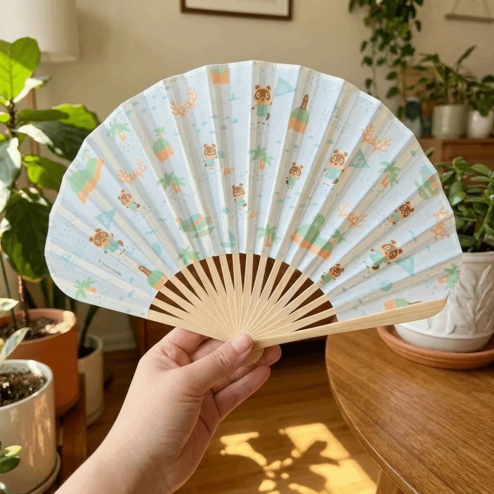 Cute Retro Folding Fan Japanese Style Shell Shape Handmade Fan Cartoon with Tassels Decorative Fan Cultural Gift Vue