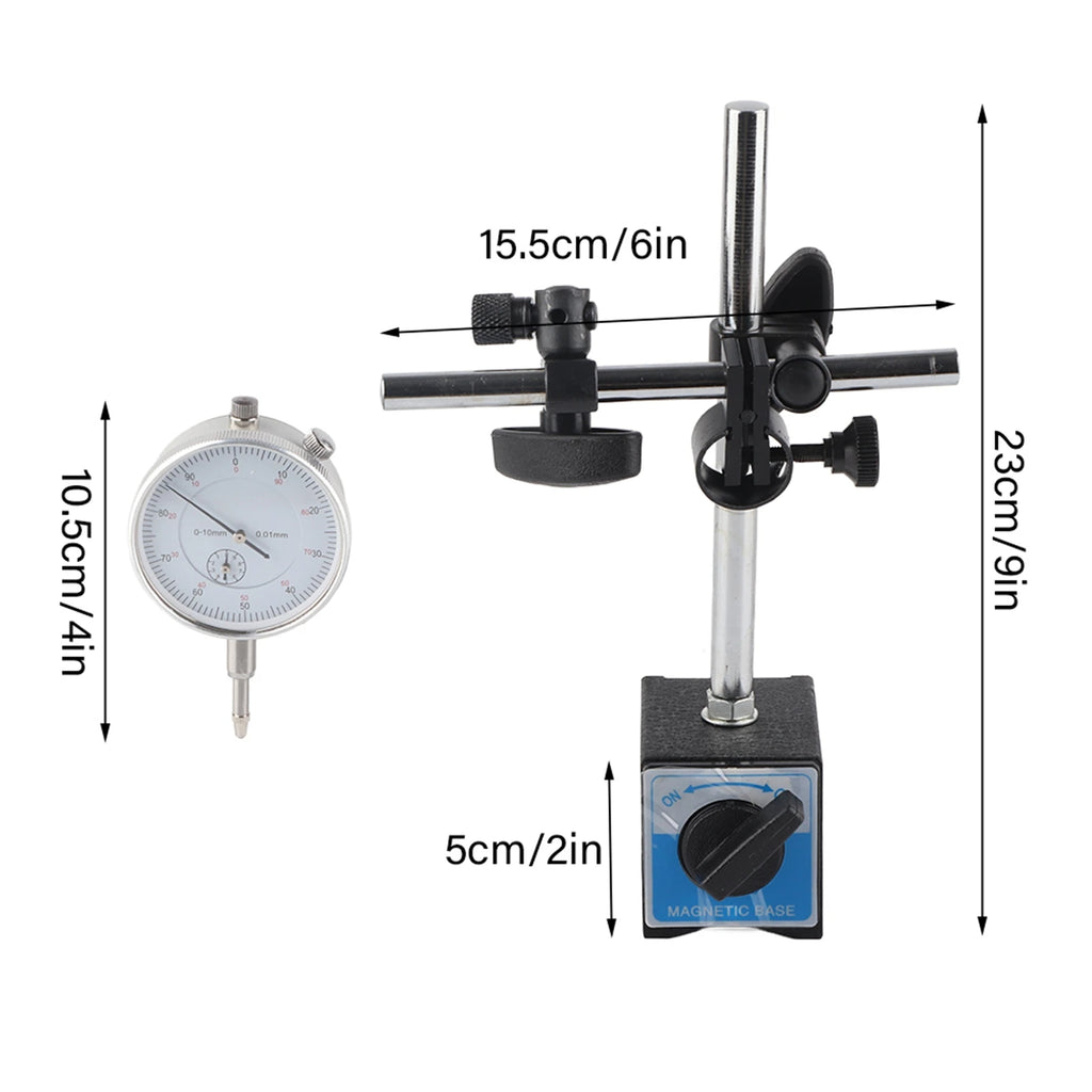 Measurement Indicator British 0‑1"/ Percentile 0‑5/10 mm Indicator Accuracy 0.01mm with Magnetic Base Vue