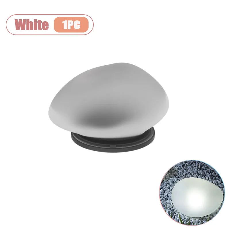 Solar Pebble Lights Faux Stone IP65 Waterproof Outdoor Landscape Path Lighting for Garden Walkway Lawn Courtyard Step Vue White-1PC