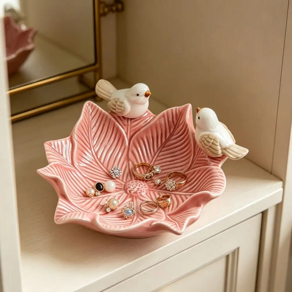 Bird Design Flower Storage Dish Multipurpose Table Decoration Bowl Dim Sum Tray Ceramic Ornaments Vanity Tray Tea Table Vue