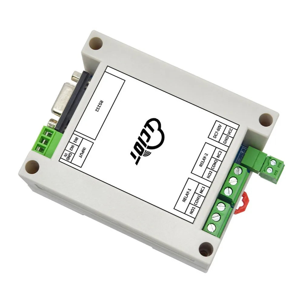 Modbus RTU 2IN 2OUT Relay Module RS232 Serial Control, Optocoupler Input DC3.3-24V Digital Detection & Power Control Module Vue