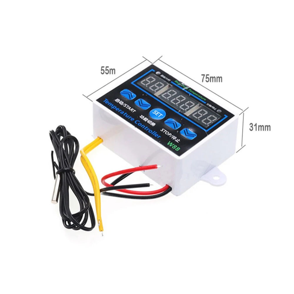 W88 12V/220V 10A Digital LED Display Temperature Controller Thermostat Control Switch Sensor W1411 Thermostat Regulator Vue