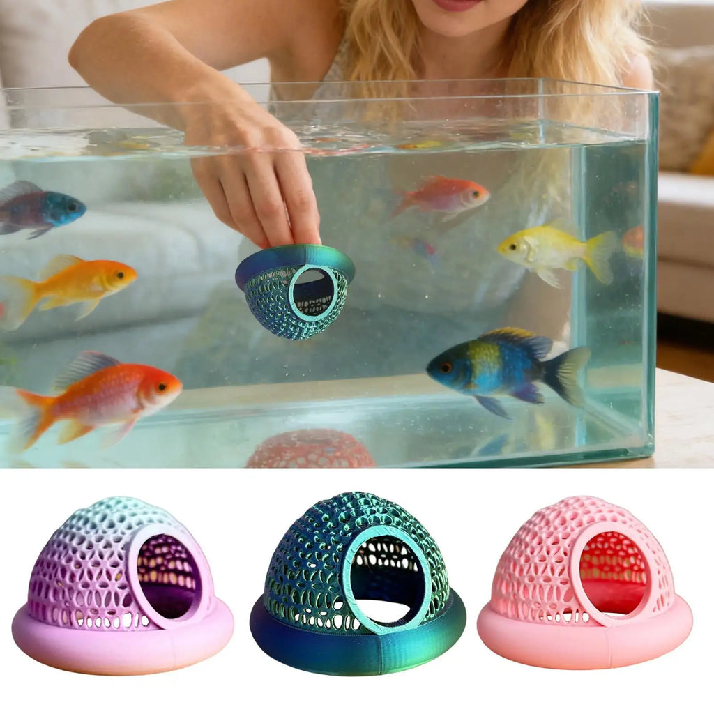 Aquarium Floating Betta Hides Shrimp Resting Cave Fish Tank Decoration for Freshwater Home Indoor Terrarium Office Vue