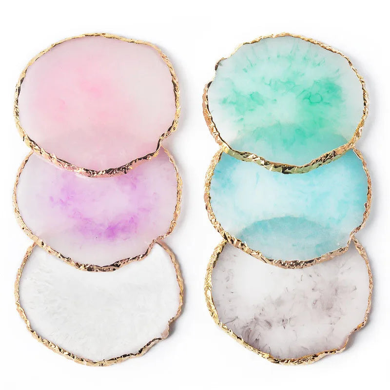 1PC Round Resin Agate Stone Nail Art Palette False Nail Tips Mixing Color Drawing Pallet Gel Polish Display Shelf Manicure Tool Vue
