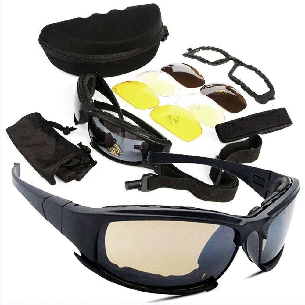 Motorcycle Riding Glasses Foam Padded UV400 Eye Protection Goggles Interchangeable Lens Anti-Wind Sunglasses for Outdoor Sport Vue