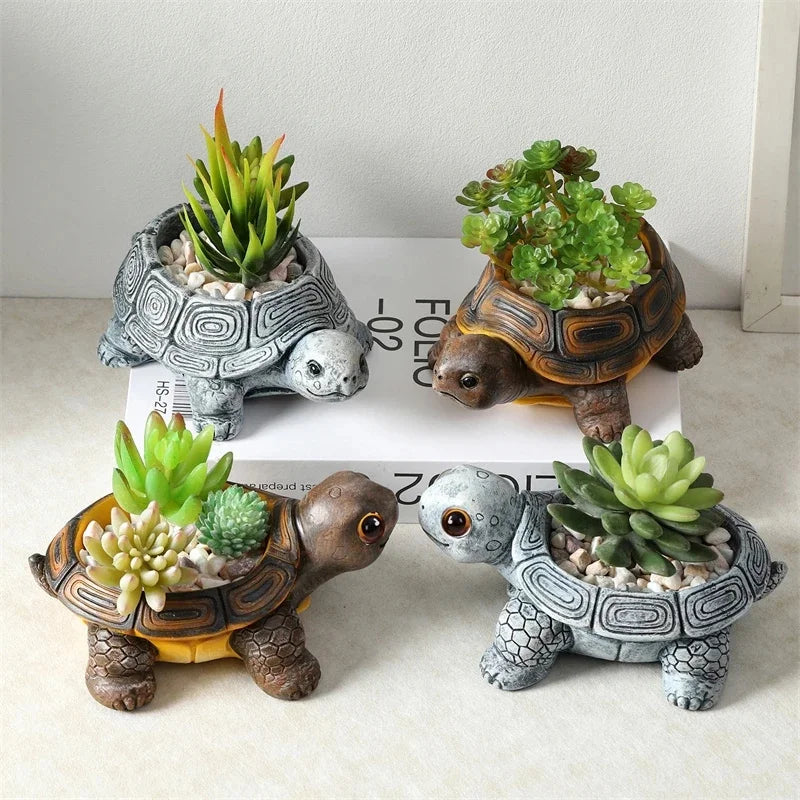 Turtle Succulent Planter Cute Animal Mini Plant Pot For Office Desk Table Living Room Balcony Home Display Gift For Women Teens Vue