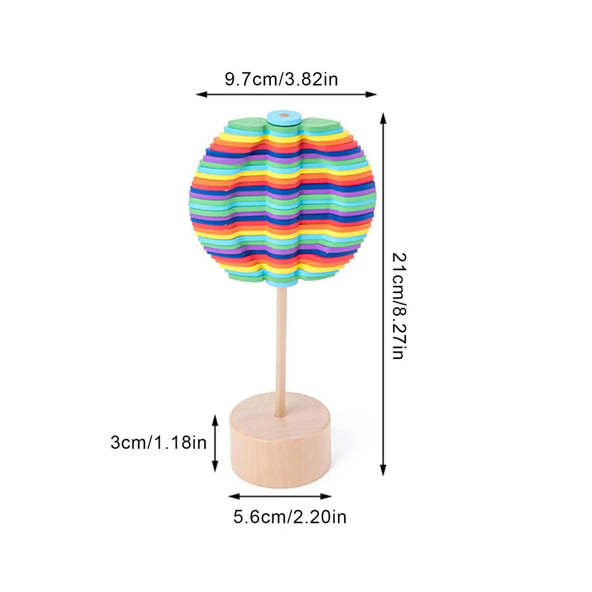 Novelty Colorful Helicone Rotating Lollipop Wooden Educational Toy for Children Adult Home Office Stress Relief Decoration Toys Vue