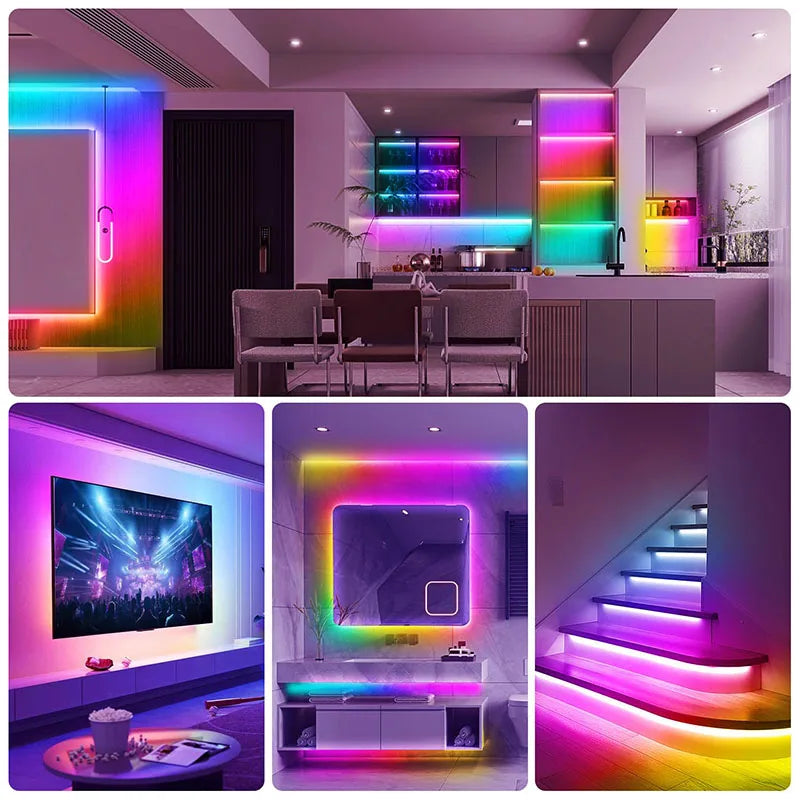 LED Strip Light Smart APP Remote Control RGB Self-adhesive Flexible Ribbon Diode Lamp Tape For TV Backlight Game Room Home Decor Vue