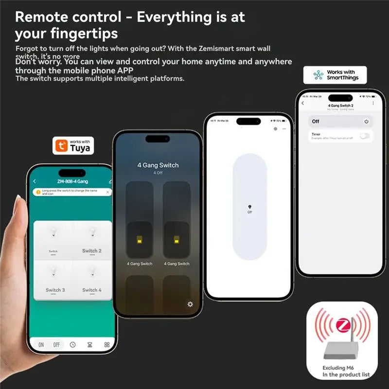 ABKW-Tuya Zigbee Smart Dual Switch Wall Light System, Compatible With Smartthings Homekit - 2 Gang Control Vue
