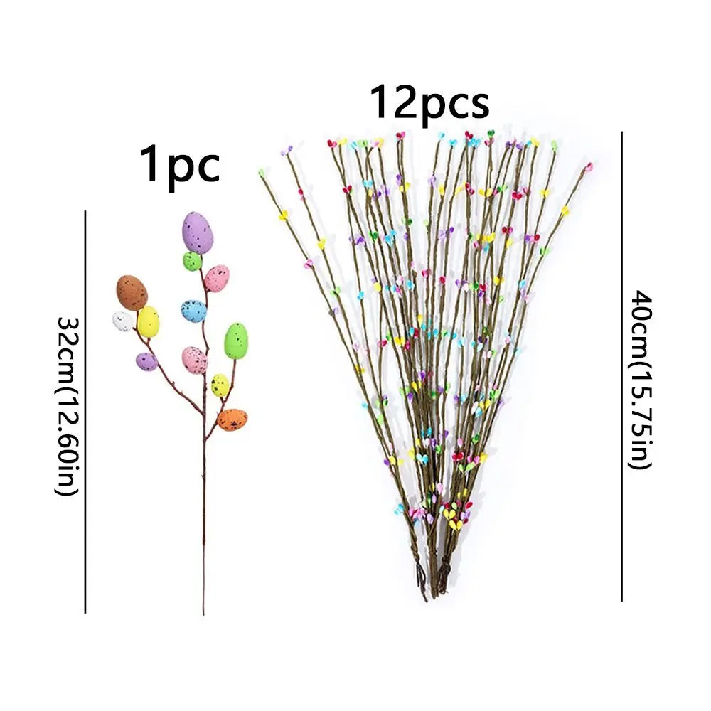 Colorful Foam Eggs Berry Branch Speckled Egg Plastic Easter Eggs Bouquets Simulation Egg DIY Handmade Spring Floral Stems Vue