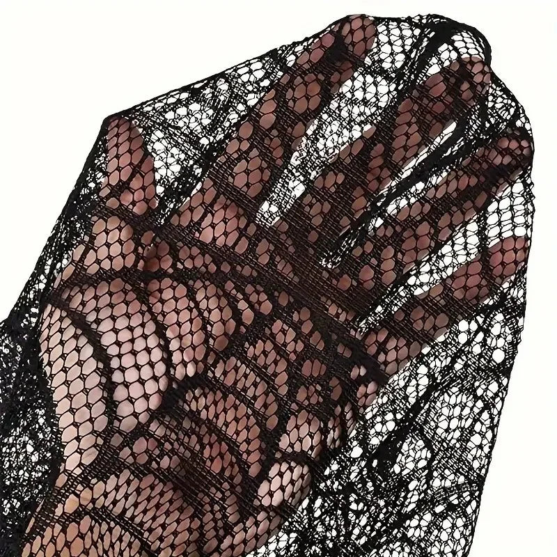 Spooky Black Lace Halloween Tablecloth Decorative Table Runner for Mantel Dining Table Ghost Party Home Indoor Decoration Prop Vue