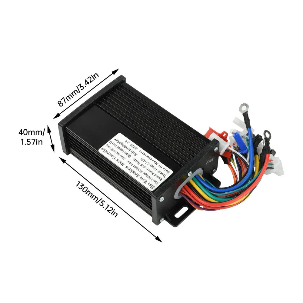 DC36V/DC48V/DC64V 450W Brushless Motor Controller Electric Bike 25A Aluminum Alloy Three-mode Sine Wave Brushless Controller Vue