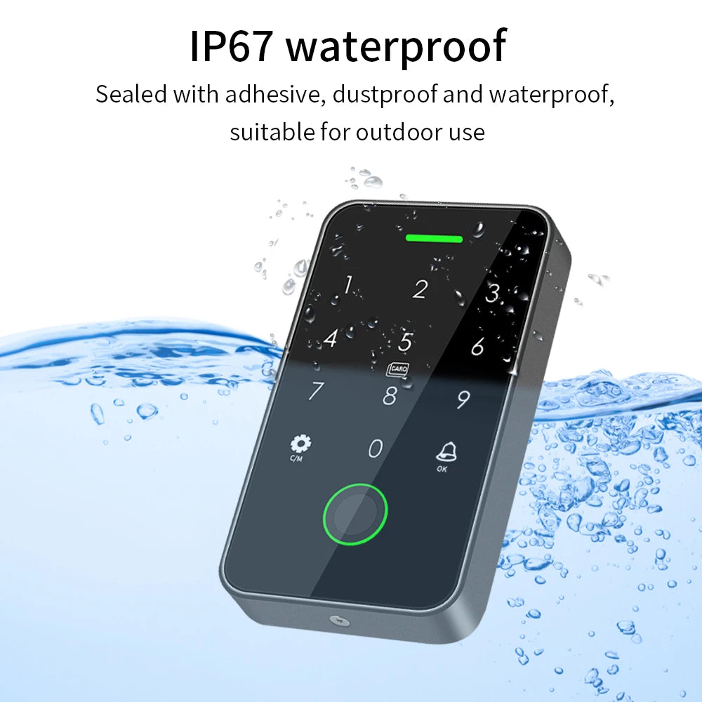 NFC Bluetooth Tuya APP Backlight Touch 13.56Mhz RFID Card Access Control Keypad Door Lock Opener WG Output IP66 Watreproof Vue