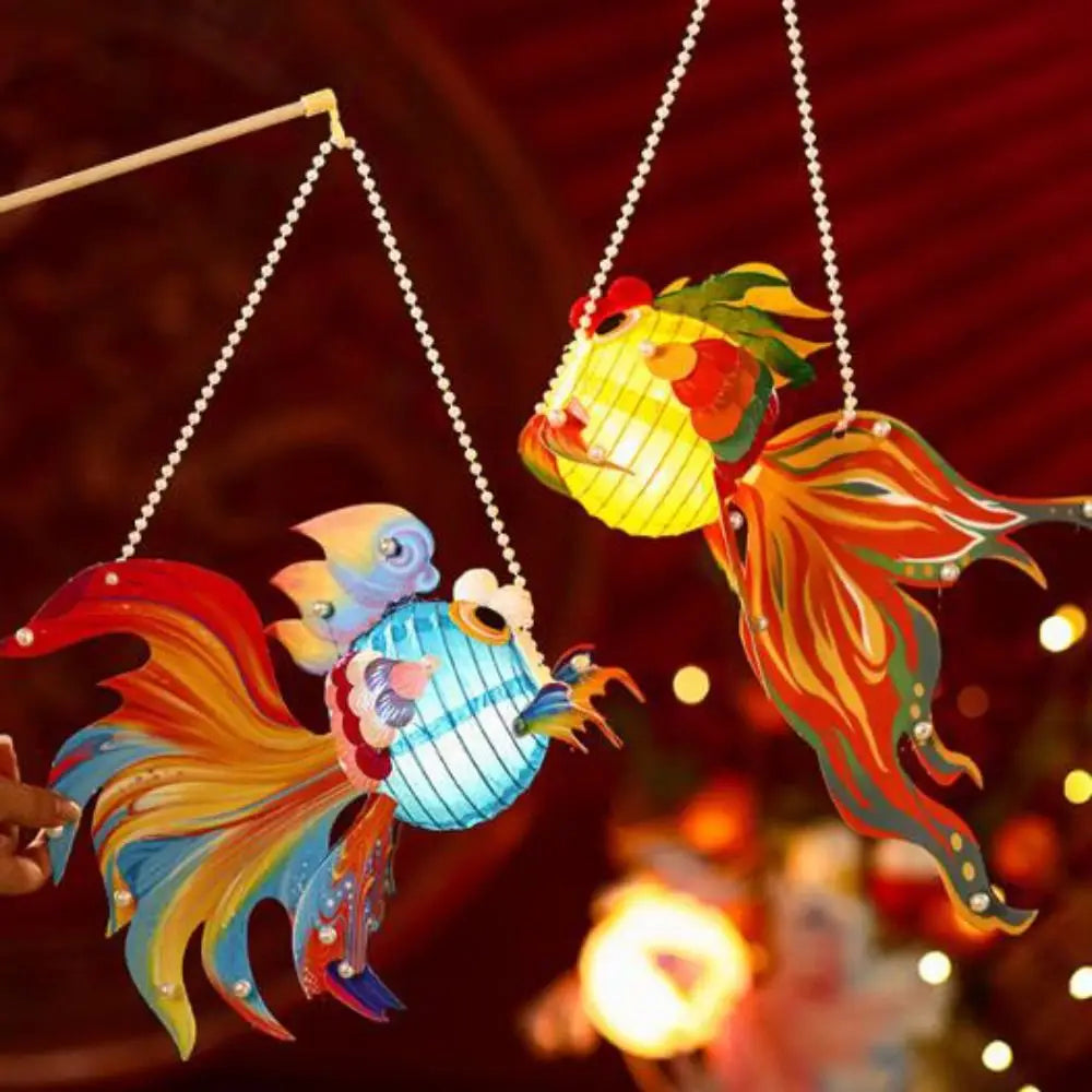 3D Koi Goldfish Lanterns Chinese Style Good Luck Mid-Autumn Festival Lantern Luminous Paper DIY Lantern Material Kit Vue