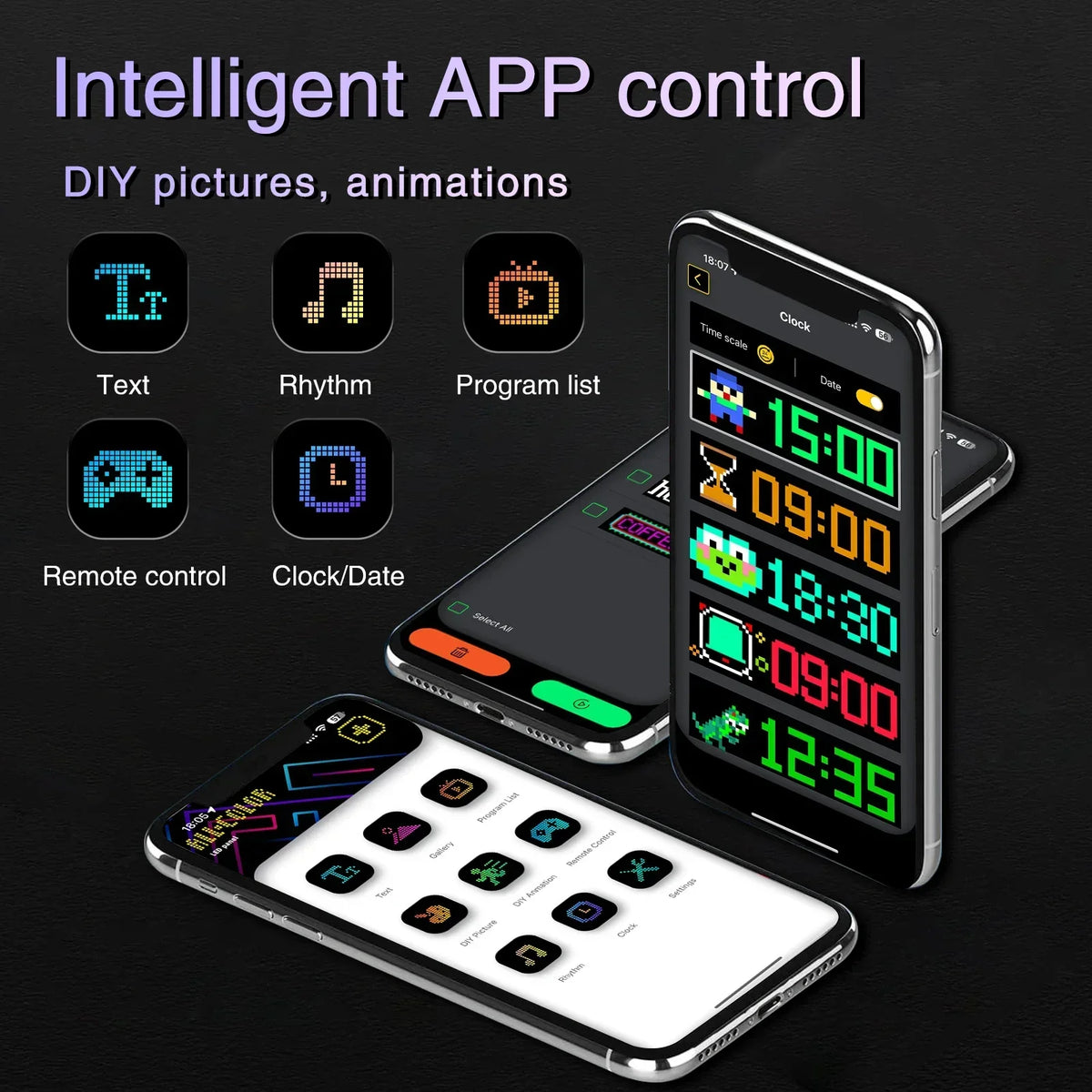 LED Matrix Pixel Panel, Scrolling Bright Advertising LED Signs, Flexible USB 5V LED Car Sign Bluetooth App Control Vue