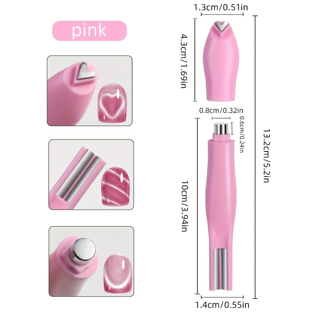 Snake Heart Magnet, Y-Shaped Dual Head Cat Eye Gel Nail Polish Magnet, Heart Shape Cat Eye Magnetic Vue
