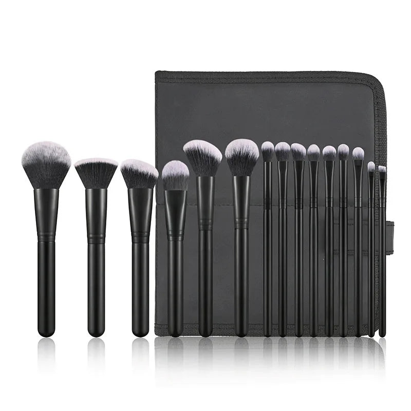 15Pcs Makeup Brush Set Soft Synthetic Loose Powder Blush Brush Eyeshadow Foundation Cosmetic Brushes with PU Leather Storage Bag Vue 15pcs set with bag