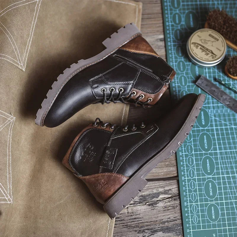 Men's British Chelsea Ankle Boots – Lace-Up Pointed Toe Chelsea Ankle Boots Vue
