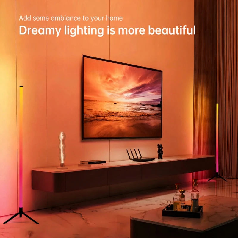 120CM LED RGB Floor Lamp Bar, Sound Pickup Ambient Light, Corner Wall Light for Bedroom, E-Sports Room Live Atmosphere Lamp Vue
