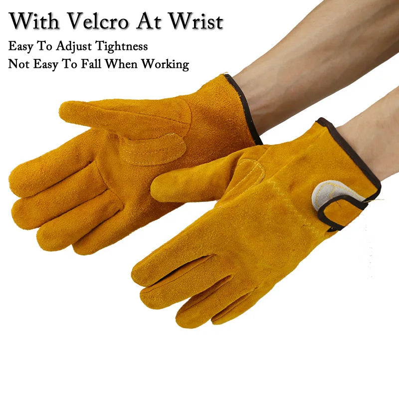 Cowhide Leather Safety Gloves Anti-Cut Tear-Resistant Work Gloves Driver Home Garden Carrying Welding Gloves Hands Protection Vue