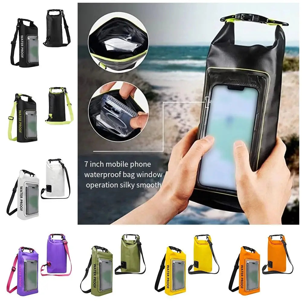 PVC Clip Swimming Waterproof Bag Outdoor Mesh Material Messenger