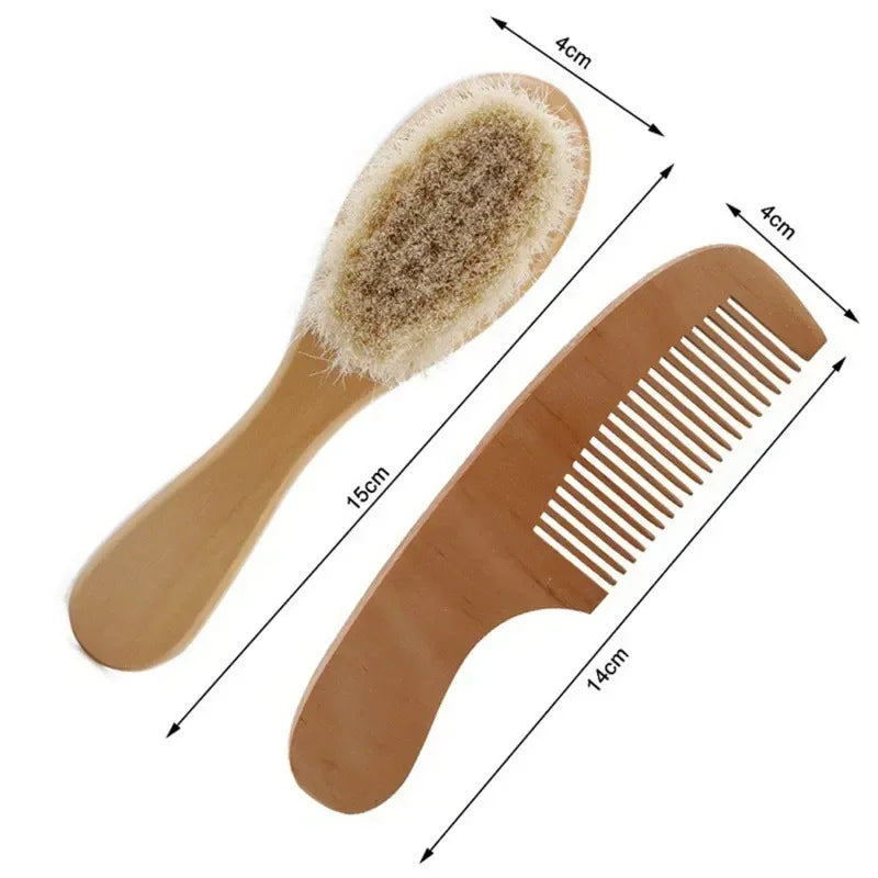 Baby Wool NewbornBaby Wooden Brush Comb Newborn Hair Brush Infant Head Massager Portable Baby Comb Hair Bath Brush Comb New Vue