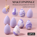 10 PC Quick Set Foundation Concealer Water Drop Makeup Sponge Set - Complete Set. Soft, Elastic, and Skin-Friendly Sponge Materi Vue Dark purple