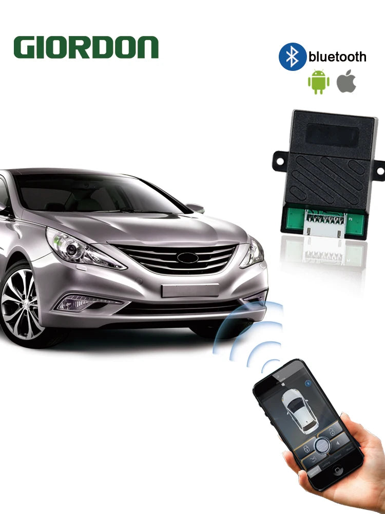 Universal PKE Smart Key Remote Start Car Alarm Security Button with Automatic Window Rise Passive Keyless Entry for Smartphone Vue