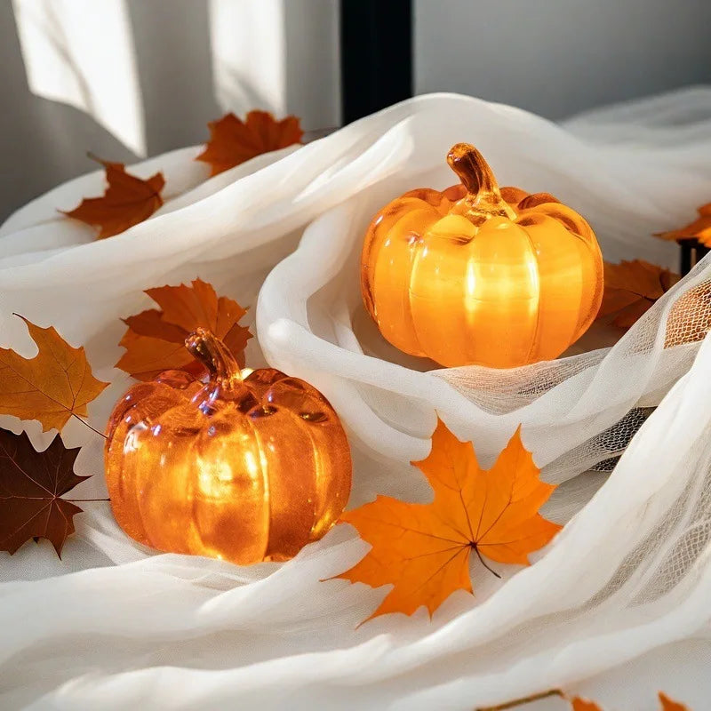 1-10PCS Halloween LED Pumpkin Light Plastic Ornament Tabletop Decor Flashing Glow Lamp for Ghost Party Festival Supply Vue