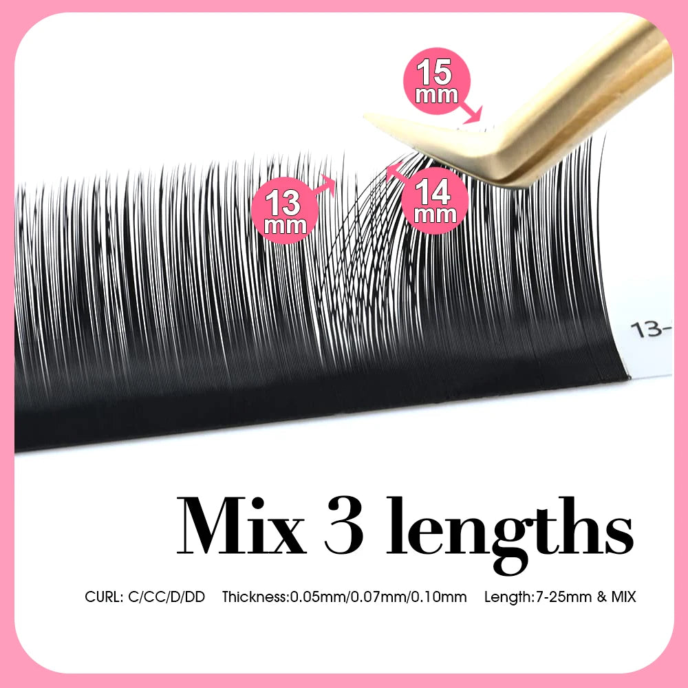 MASSCAKU 1Second Auto Blooming Lashes Professional Easy Fanning Mink Volume Lashes 0.05/0.07/0.10 C/D/CC/DD Mix Length Lash Vue
