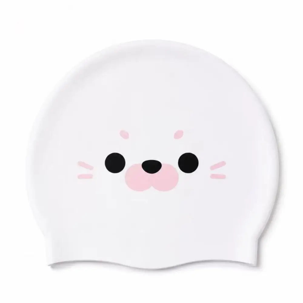 Funny Waterproof Swimming Caps Ear Protection Comfortable Silicone Swim Caps Elastic Animal Printed Seal Swim Hat Water Sports Vue