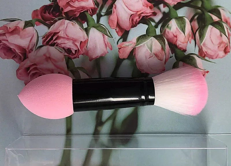 1pc Professional blusher brush Nylon Make up Brushes Two Head Metal Cosmetic Tools with Sponge Pink Color drop shipping Vue