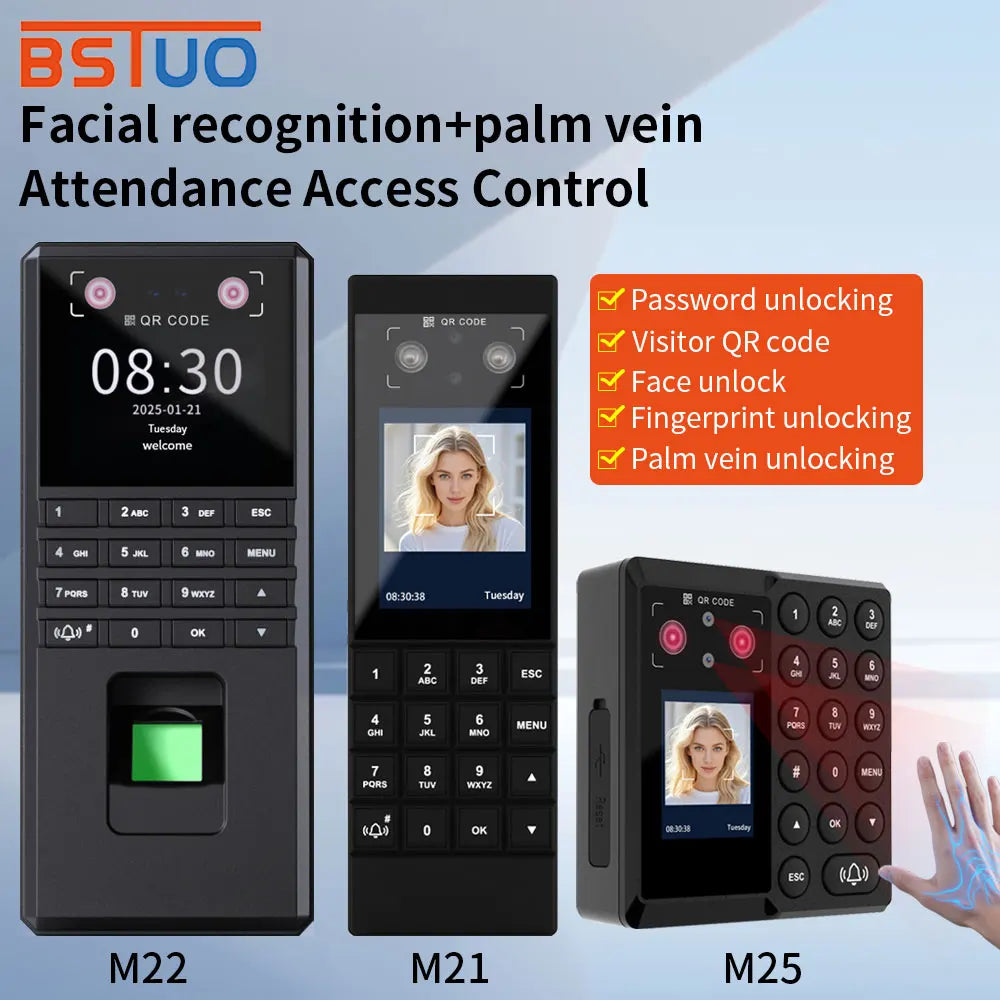 Bluetooth Palmar Vein New Design Attendance For APP Management Office Building USB export record 3000 Fingerprint Password Vue