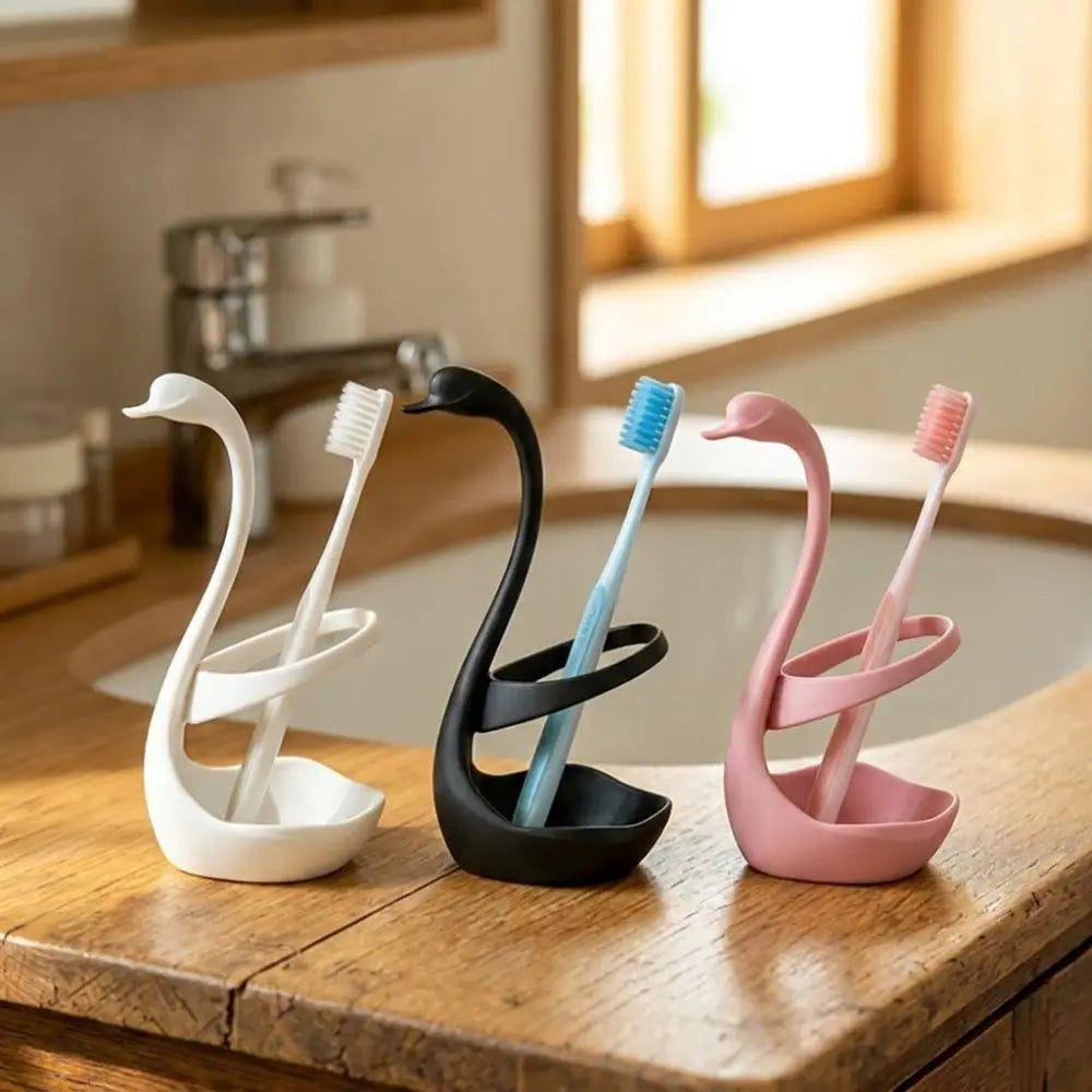 3D Printing Swan Toothbrush Holder Plastic Space Saving Toothpaste Stand Base Decorative Stable Makeup Brush Shelf Home Use Vue
