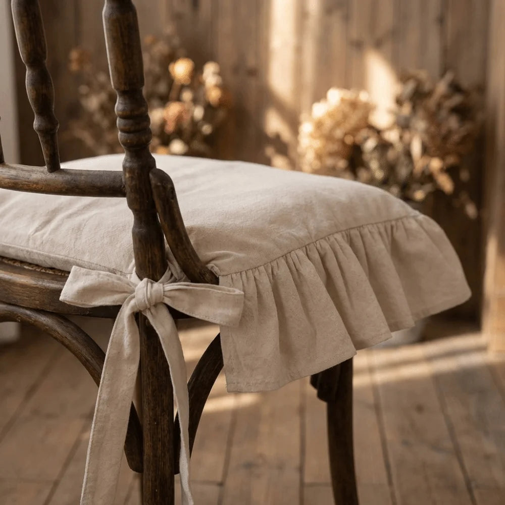 Home Decor Vintage Ruffled Chair Cover Soft Comfortable Chair Cushion Covers Anti-dirty with Ties Chair Slipcover Dining Chair Vue